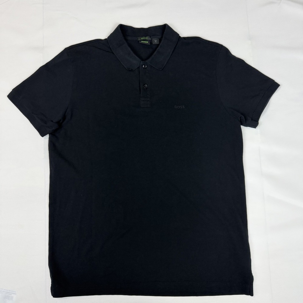 BOSS Hugo Boss Men's Black Regular Fit Short Sleeve Cotton Polo Shirt Size XL